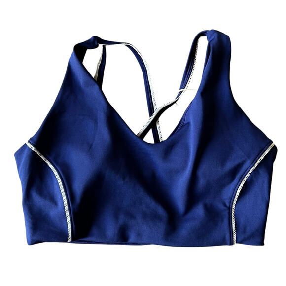 CRANE Blue lace trim sports bra fits 32 34 36 removable pads NWT Sz M - Picture 1 of 5